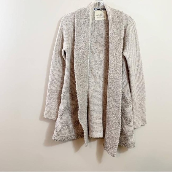 Anthropologie Angel Of The North Wool Blend Drape Tan/Cream Boho Cardigan Large - Picture 12 of 12